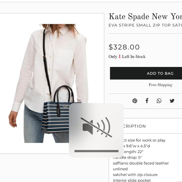 Kate Spade Stripped Navy Purse/Crossover - Picture 2 of 10